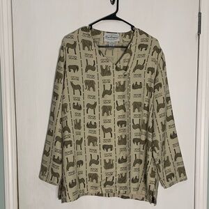 Patchington Khaki Safari Pattern Button Down Shirt Size XL